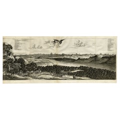 Old Engraving of A Panoramic Bird's Eye View of Miaco 'Kyoto', Japan, 1669