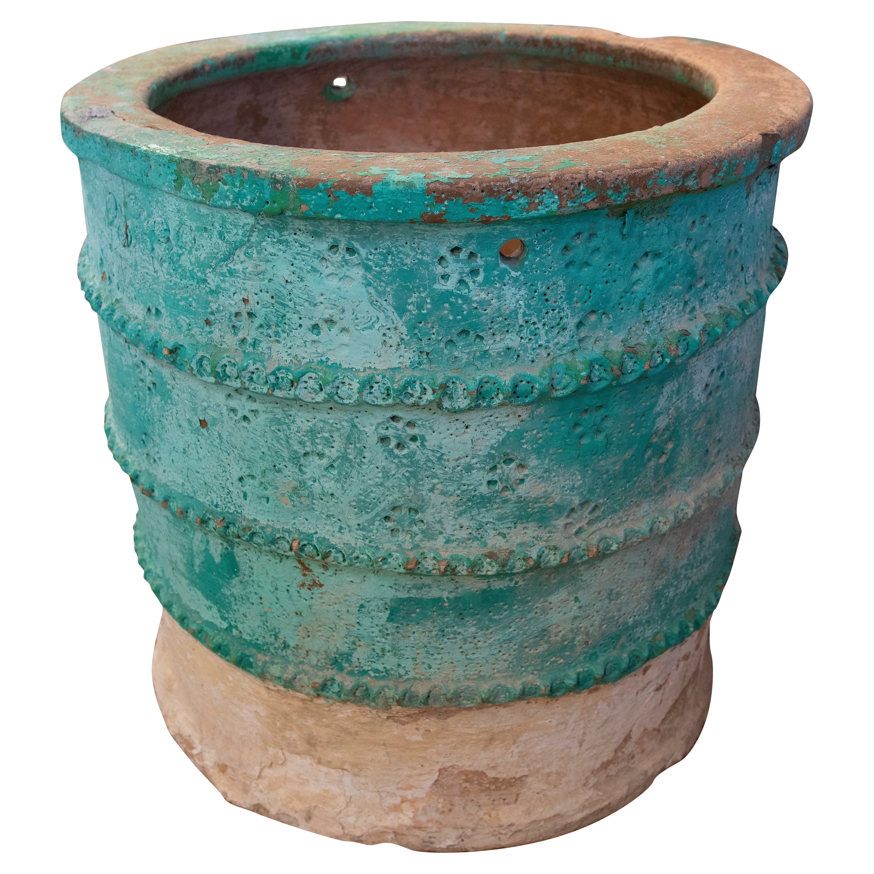 Mid-19th Century Spanish Terracotta Earthenware Painted Water Well For Sale