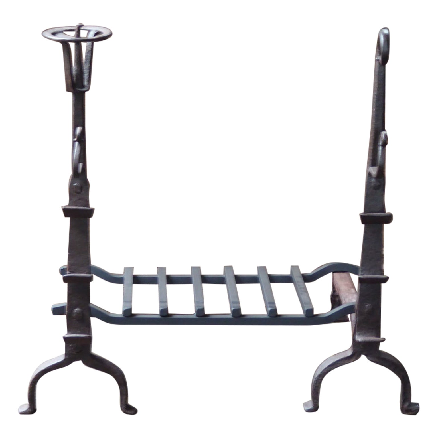 Large French Louis XIII Period Fireplace Grate or Fire Basket, 17th Century For Sale