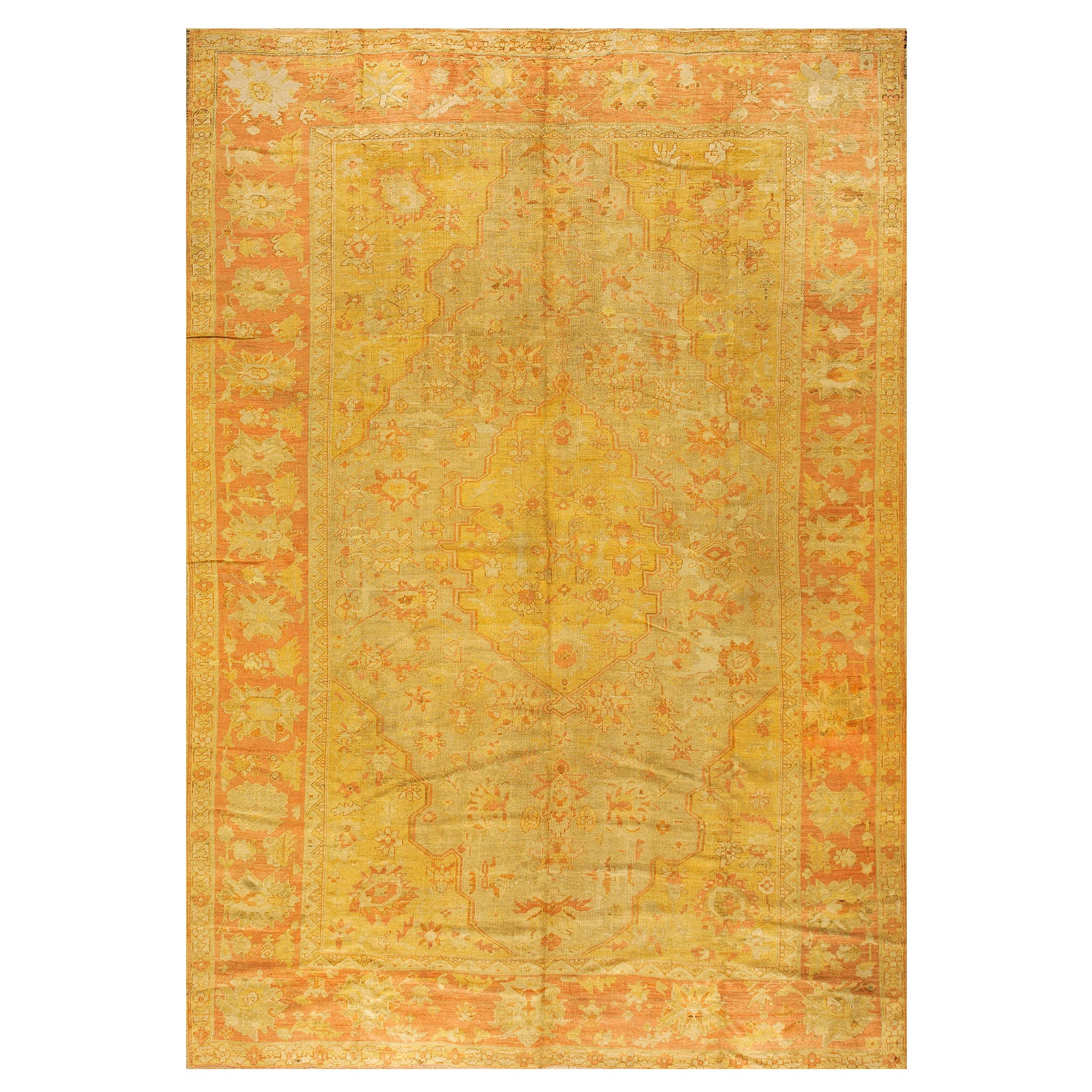 19th Century Turkish Oushak Carpet ( 9'2'' x 13'8'' - 280 x 416 ) For Sale