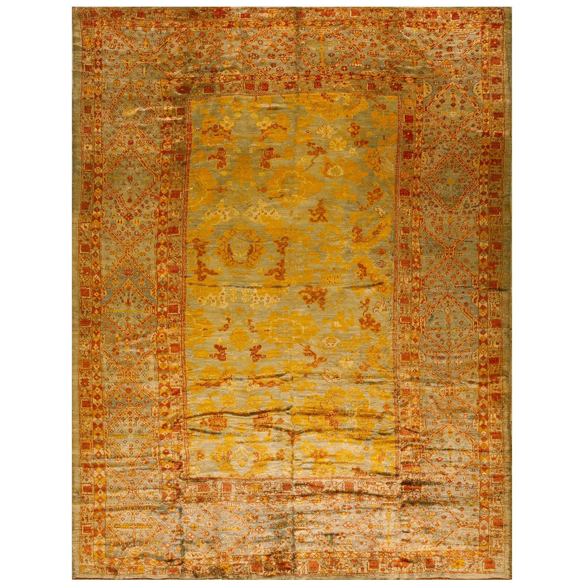 19th Century Turkish Angora Oushak Carpet ( 10'1" x 13'2" - 307 x 401 ) For Sale