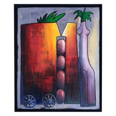 Abstraktes Gemälde in Mischtechnik, Juan Navarette, kubanisch-amerikanischer Künstler