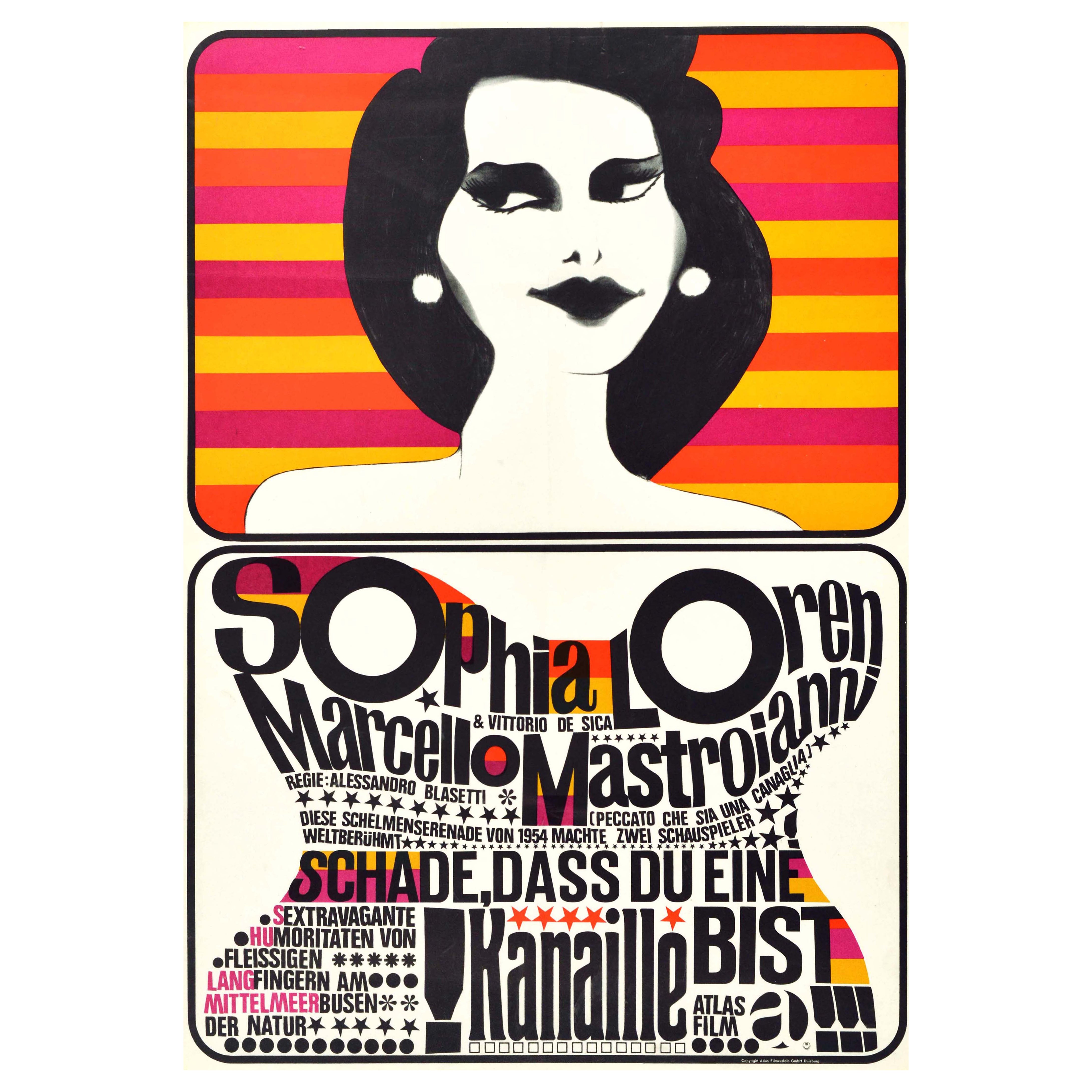 Original Vintage Film Poster Too Bad She's Bad Sophia Loren Marcello Mastroianni