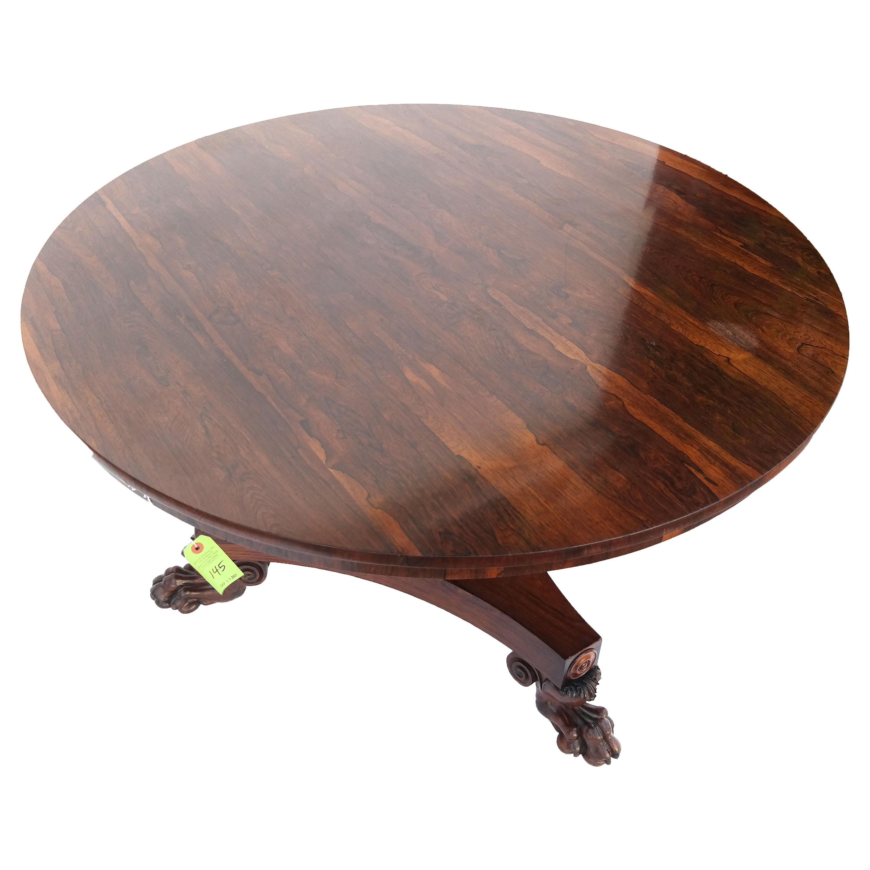 Very Fine 19th Century English Regency Rosewood Center Hall Table For Sale