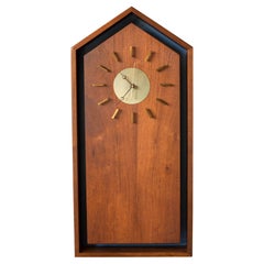 Mid Century Modern Howard Miller Walnut Clock by Arthur Umanoff