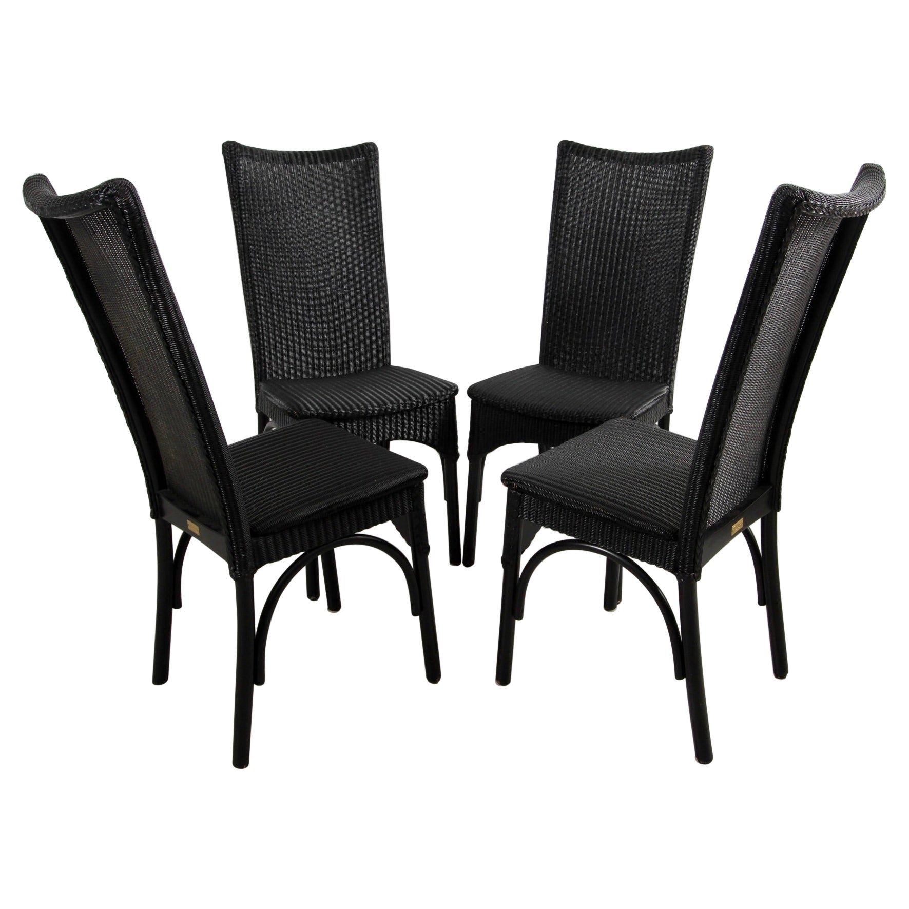High Back Wicker Dining Chairs by Loom Italia For Sale