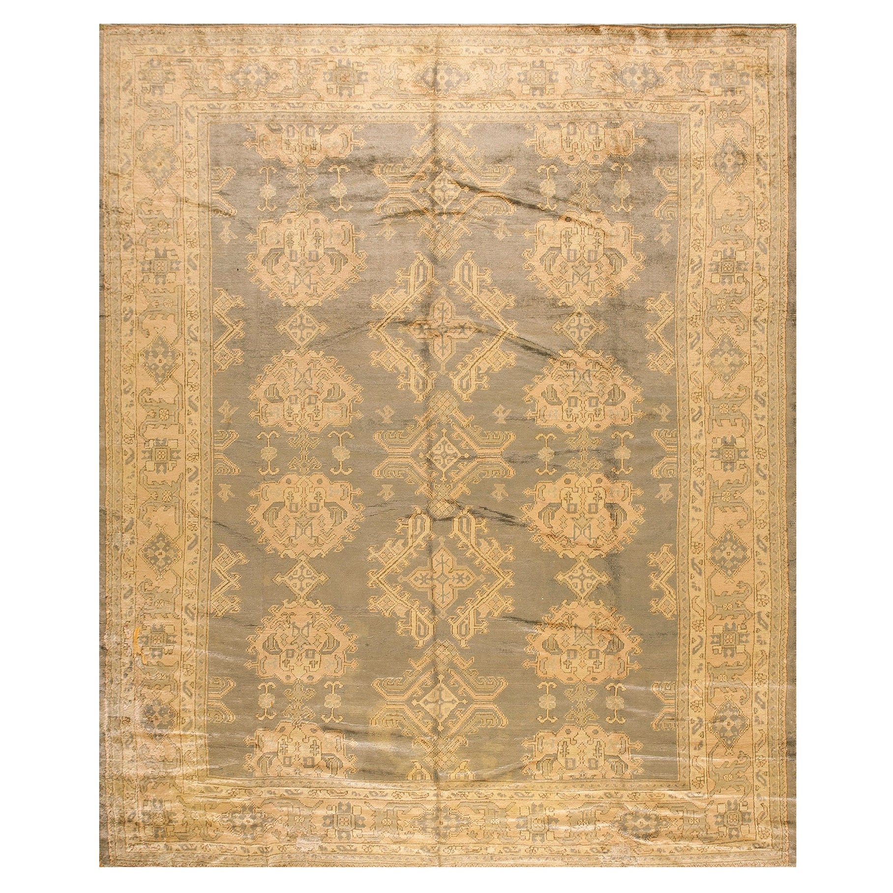 Early 20th Century Turkish Oushak Carpet ( 10' x 12'1'' - 305 x 368 ) For Sale