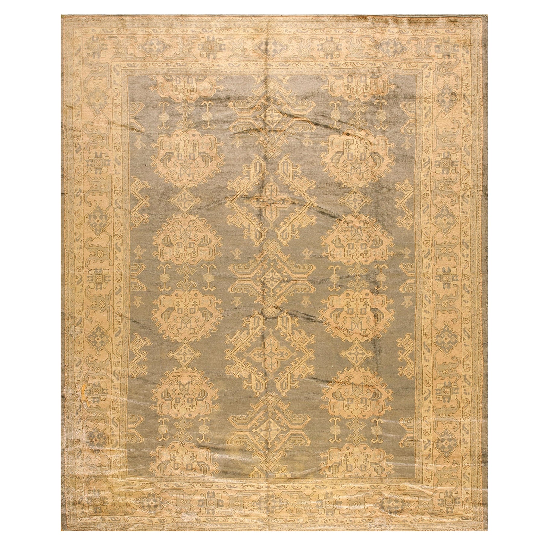 Early 20th Century Turkish Oushak Carpet ( 10' x 12'1'' - 305 x 368 )