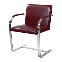 America Midcentury Brown Leather Brno 255 Chair by Mies Van Der Rohe Knoll,1970s