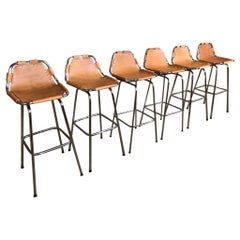 Vintage Six, 'New Leather' Stools Selected by Charlotte Perriand for Les Arcs