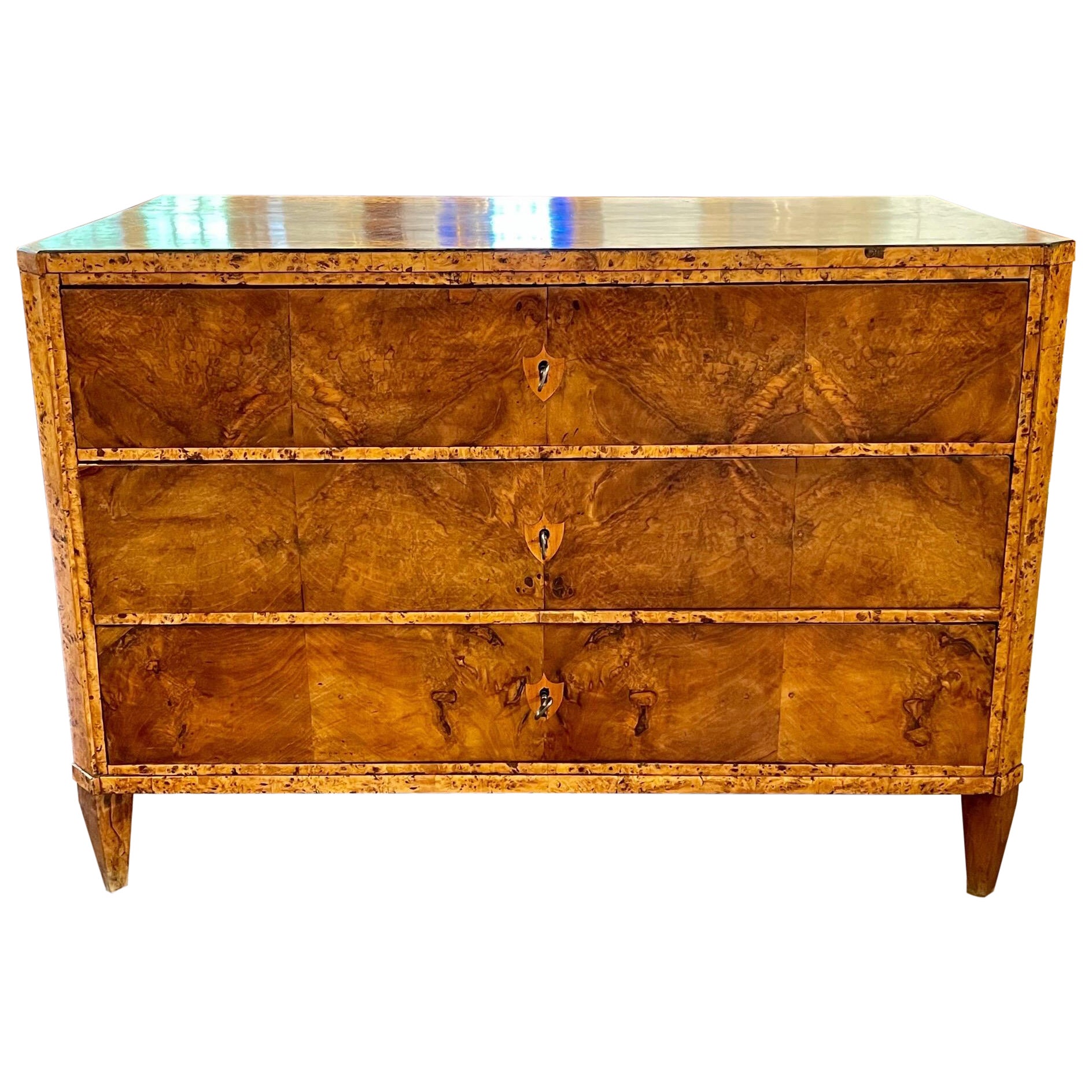 19th Century German Biedermeier Walnut and Elm Commode