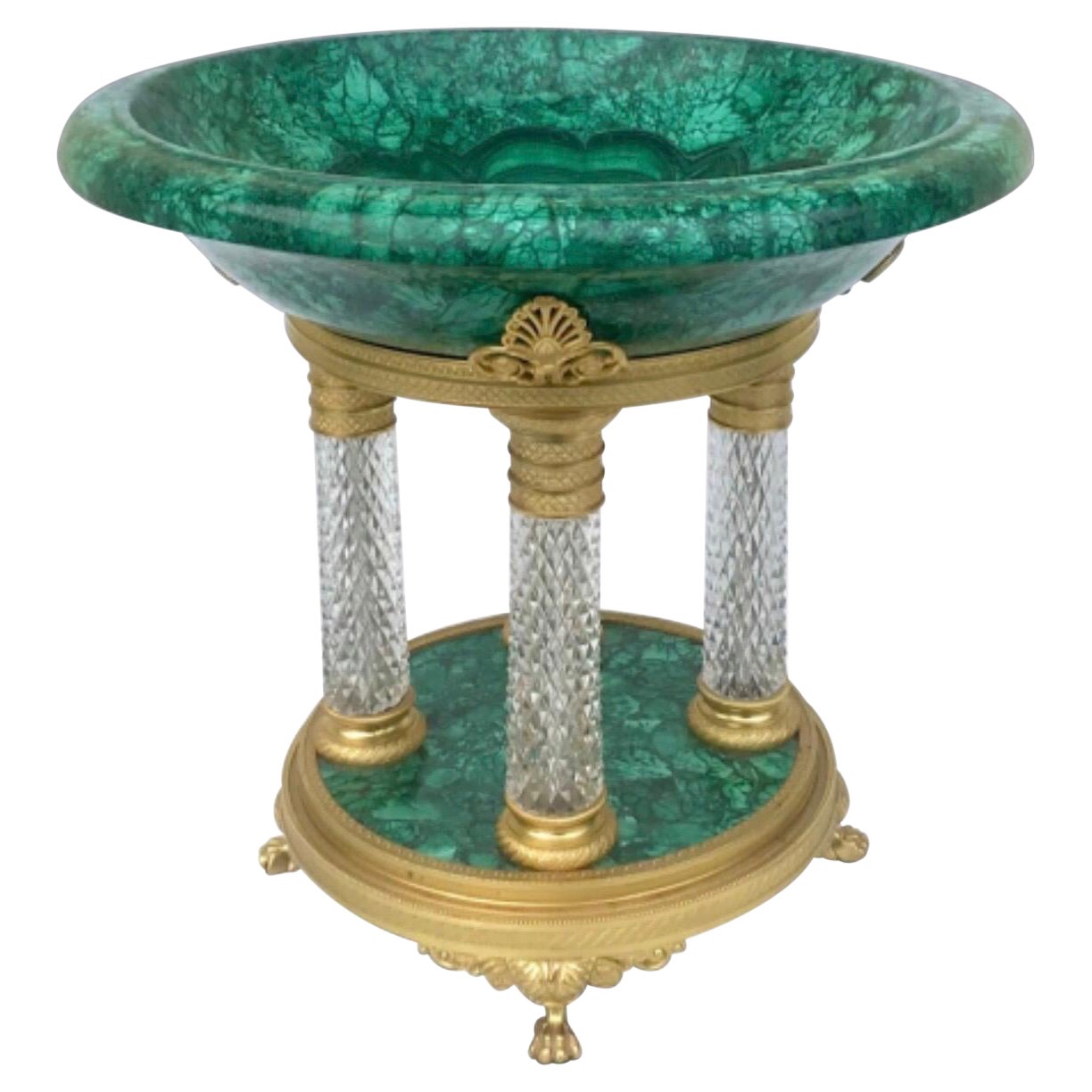 Magnificent Antique French Malachite Tazza