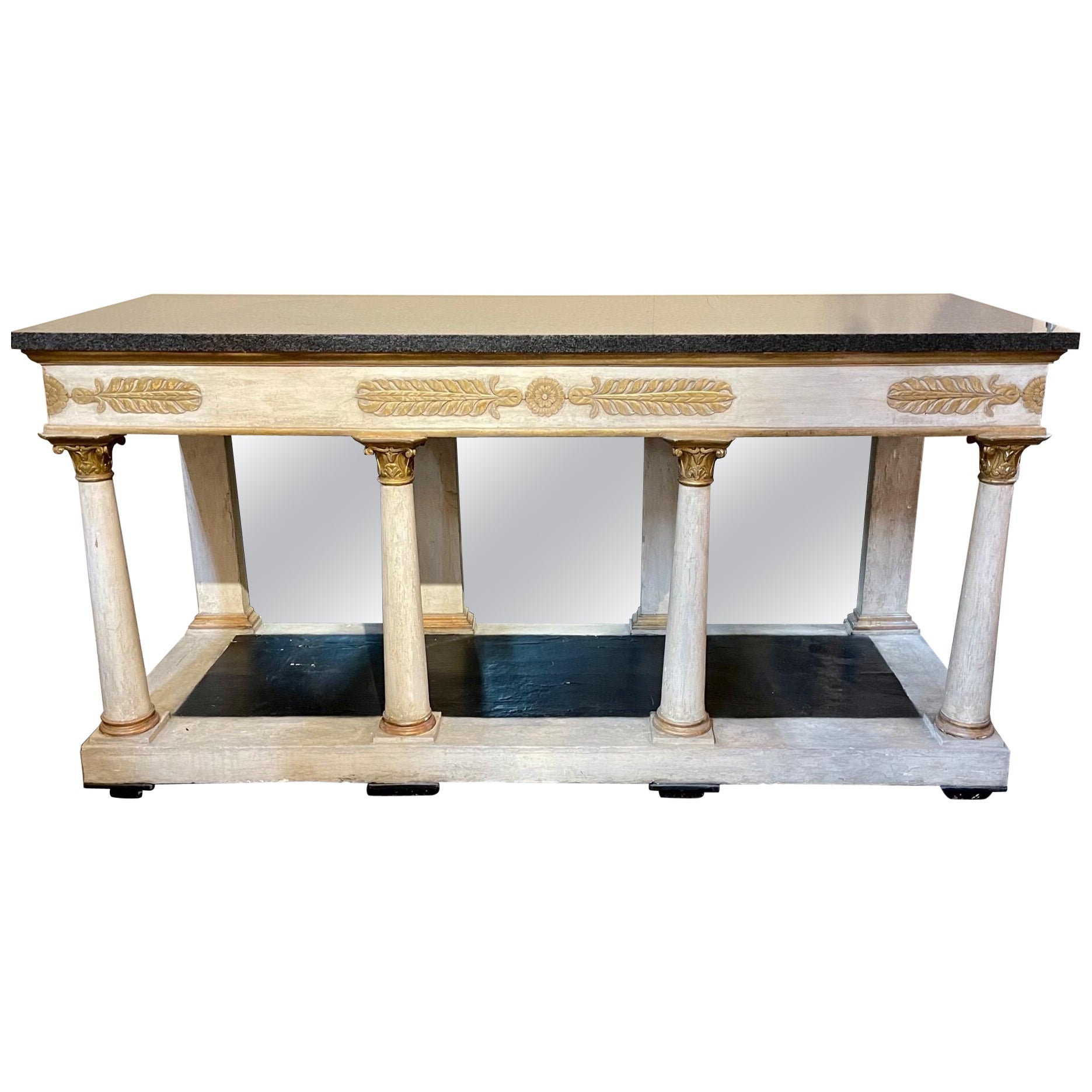 19th Century Italian Carved and Parcel Gilt Console