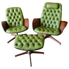 Mr. and Mrs. Chairs with Ottoman by George Mulhauser for Plycraft, ca. 1960