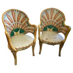 Pair of Carved Egyptian Revival Chairs in the Style of Bartolozzi e Maioli