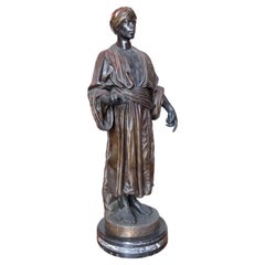 Bronze & Marble Sculpture by Listed Artist Charles Renee Masse Jeune Arabe