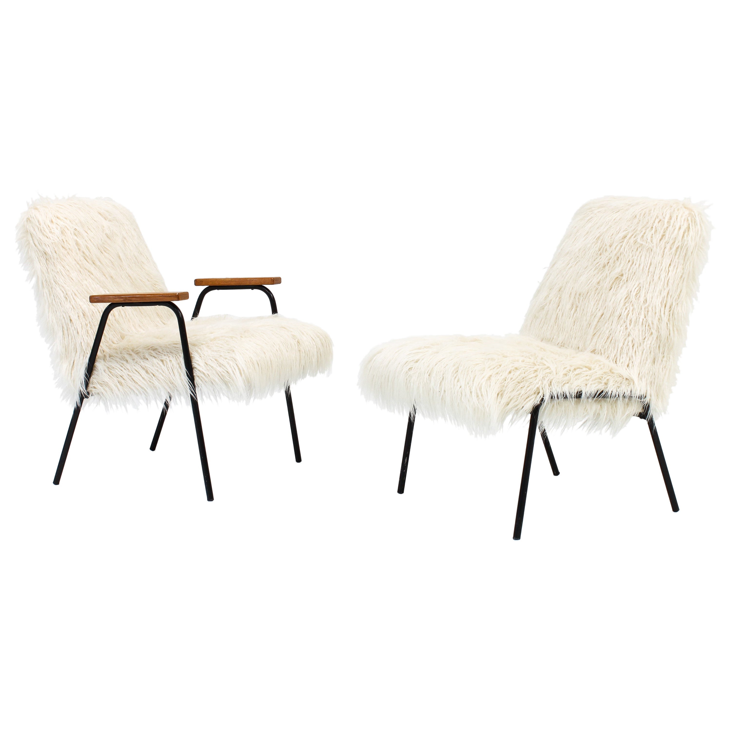 "Robert" Lounge Set Designed by Pierre Guariche Upholstered in Pierre Frey