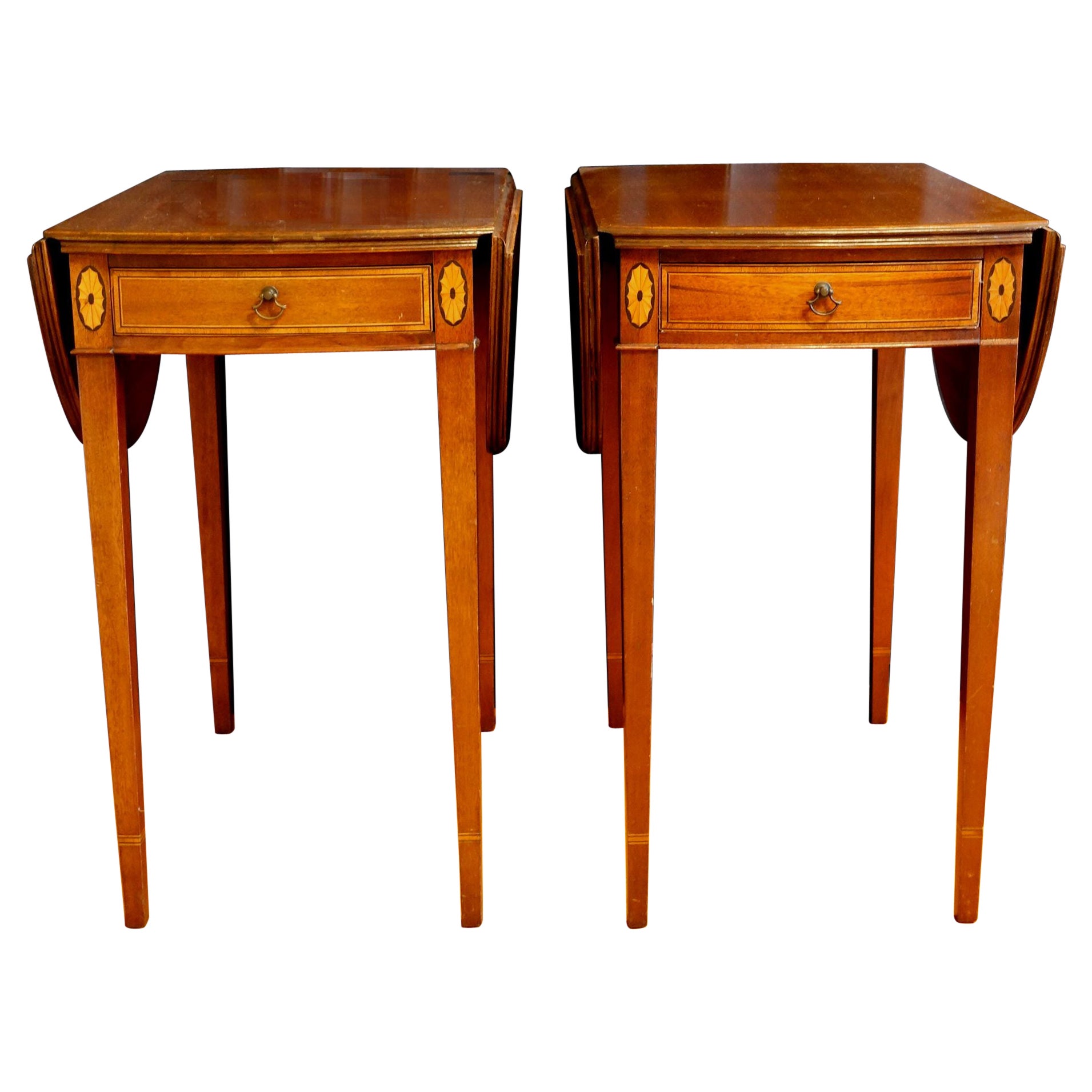 Pair of Antique Campaign Style Mahogany Side Tables at 1stDibs