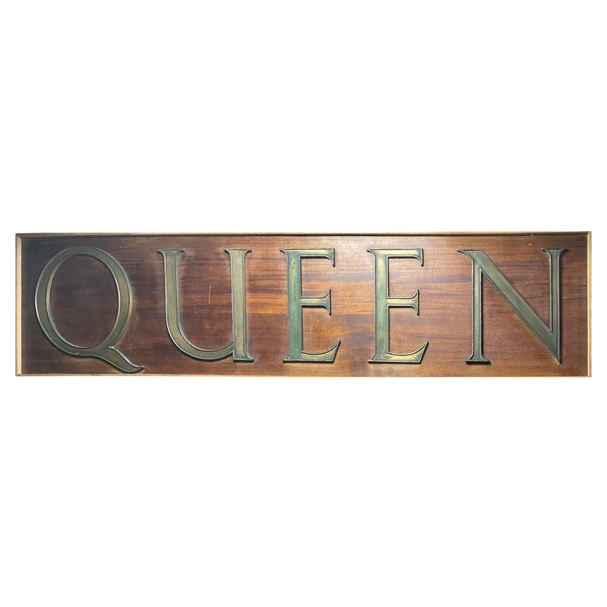 Large Reclaimed ‘Queen’ Wall Hanging Sign For Sale