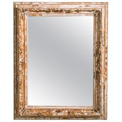 Antique French Patinated Wooden Mirror