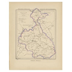 Antique Map of Hennaarderadeel, Friesland, the Netherlands, 1868