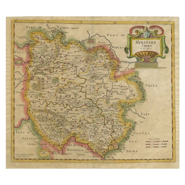 Antike Karte von Herefordshire von Morden, um 1800 im Angebot