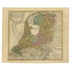 Detailed Old Map of the Seven Provinces of the Belgian/Dutch Federation, ca.1748