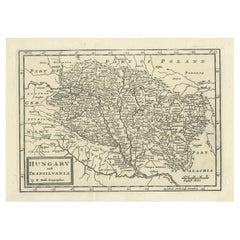 Antique Engraved Map of Hungary and Transylvania or Romania, c.1710