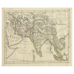 Antique Engraved Map of India and Persia, 1825