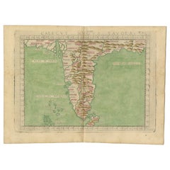 Antique Map of India, One of the Earliest Modern Maps of the Region, c.1574
