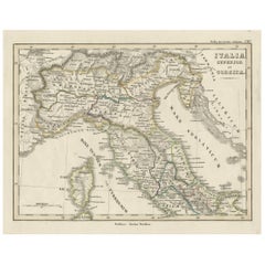 Antique Map of Italy and Corse in Ancient Times, 1848