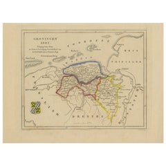Antike Karte von Groningen von Veelwaard, um 1865