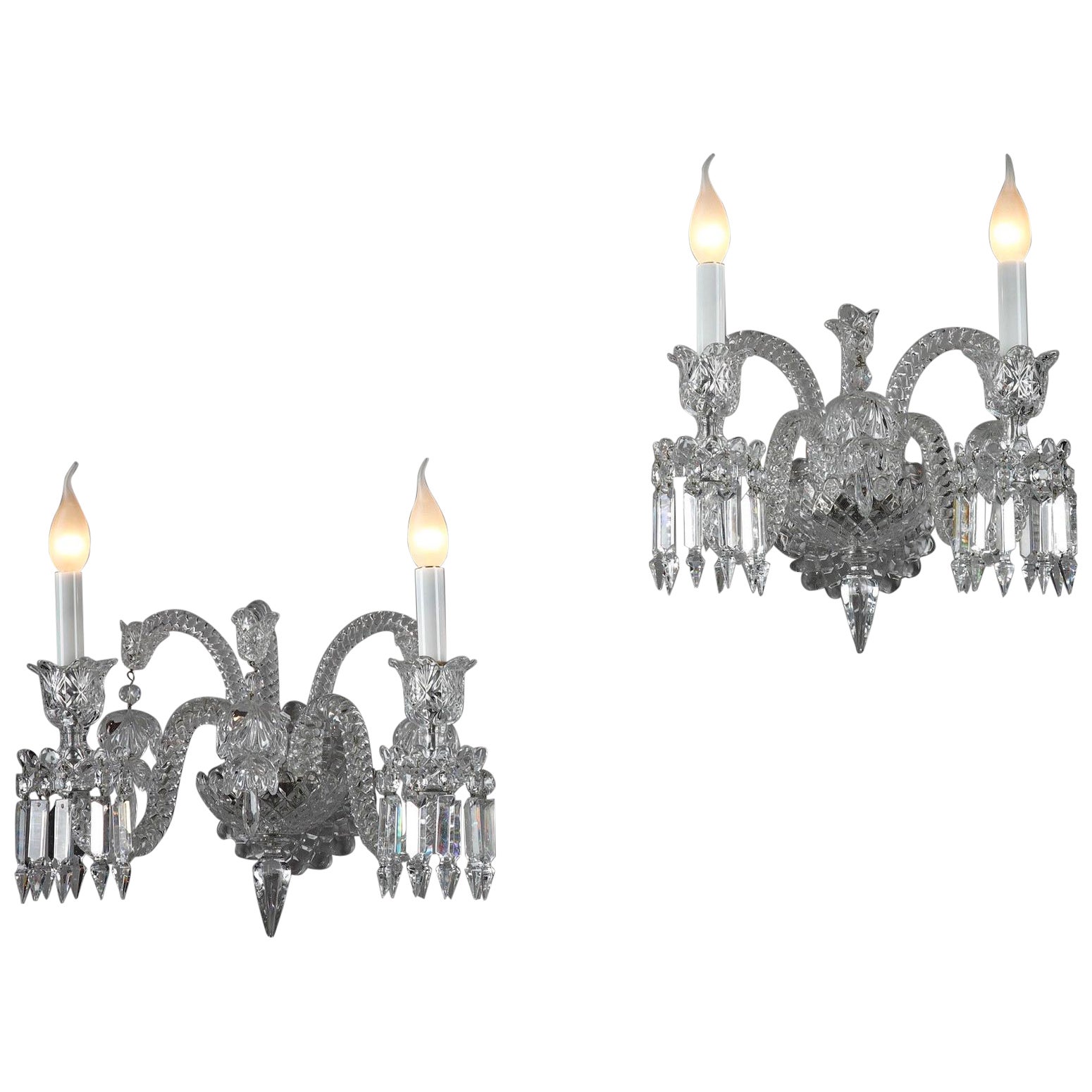Pair of Sconces in Baccarat Crystal