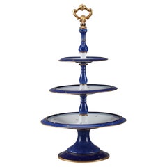 Sevres Blue and White Porcelain Cake Stand