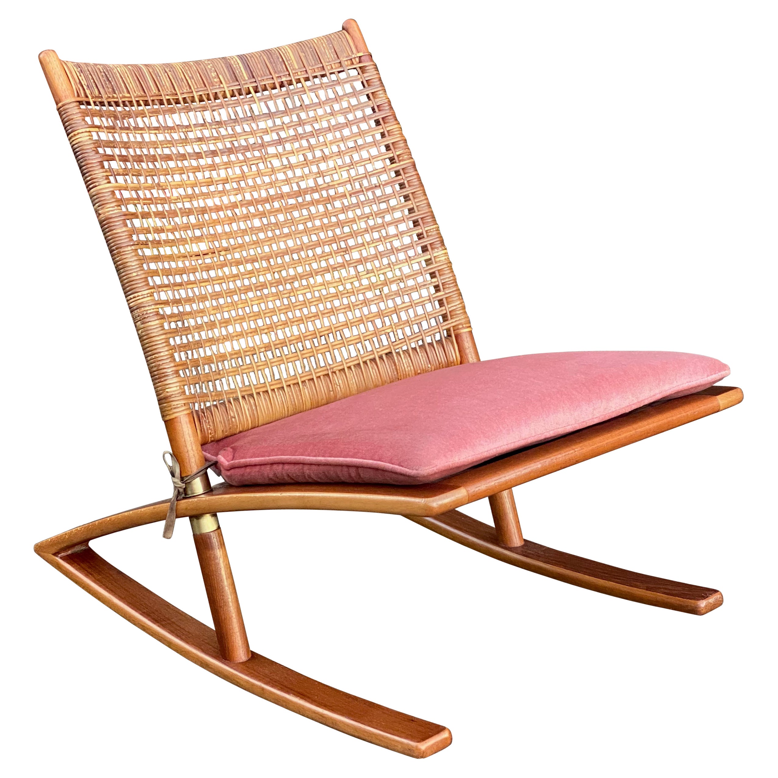 Fredrik Kayser Model 599 Teak Rocking Chair, Rocker Norway, circa 1960s For Sale