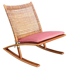 Retro Fredrik Kayser Model 599 Teak Rocking Chair, Rocker Norway, circa 1960s