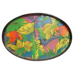 Vintage Decorative Plate with Parrots, Italy, 1960s