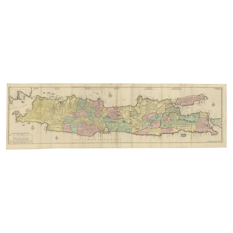 Huge Old Map of Java, Indonesia, Published by the Dutch in Colonial ...