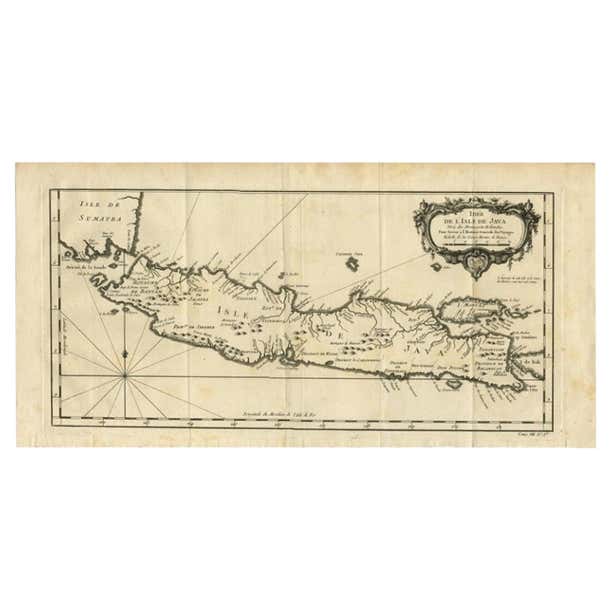 Antique Map of Java and Madura Island, Indonesia, c.1760 For Sale at ...