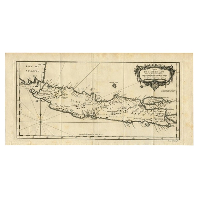 Antique Map of Java and Madura Island, Indonesia, c.1760 For Sale at ...