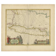 Antique Map of the Island Java, Indonesia, c.1650