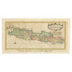 Mapa antiguo de Java, Madura, Bali y el estrecho de Sunda, Indonesia, c.1770