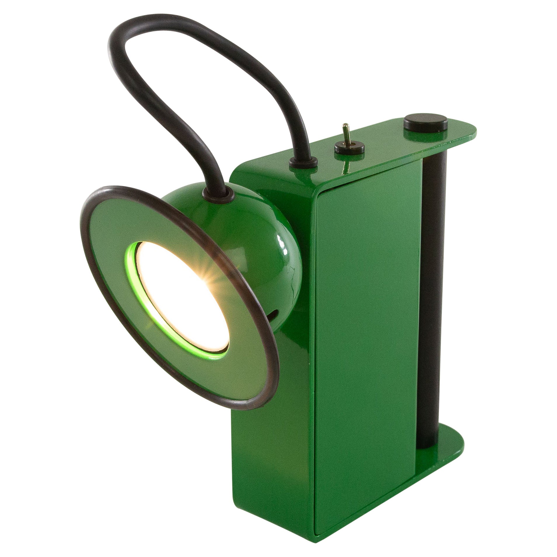 Grüne Minibox-Tischlampe von Gae Aulenti & Piero Castiglioni für Stilnovo, 1980er Jahre