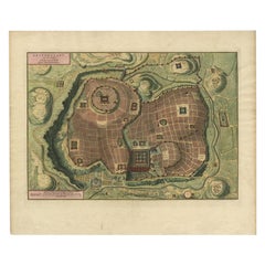Plan de la ville antique de Jérusalem à l'œil d'oiseau basé sur d'anciens archives, vers 1725