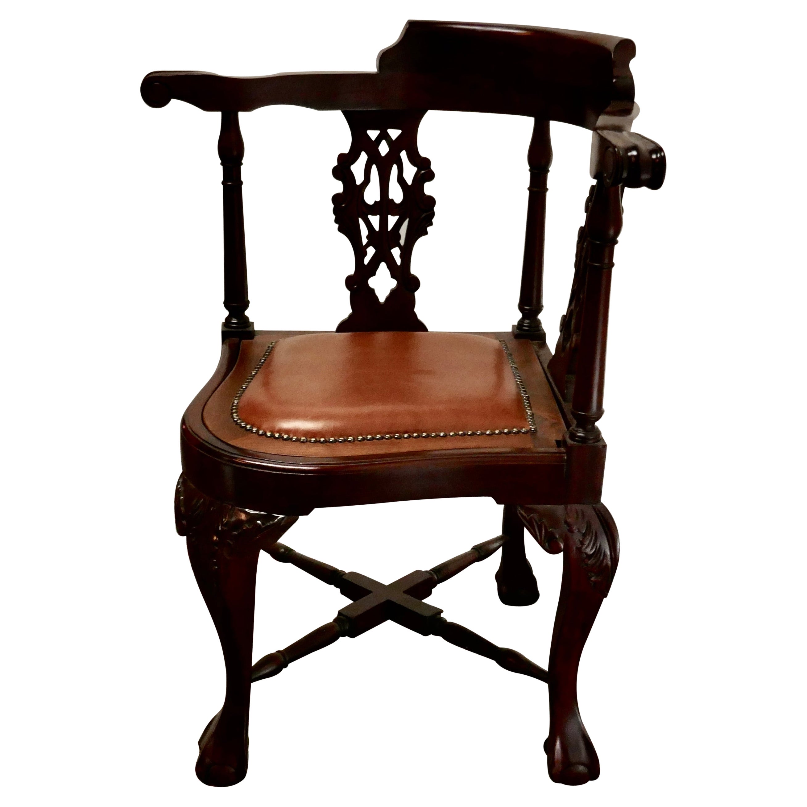 Chunky Georgian Style Mahogany Corner Arm Chair