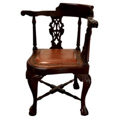 Vintage Chunky Georgian Style Mahogany Corner Arm Chair