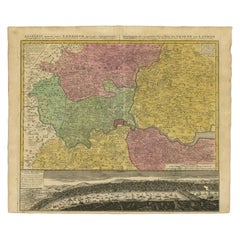 Used Map of London Showing the Area from Essex to Surrey, England, 1741