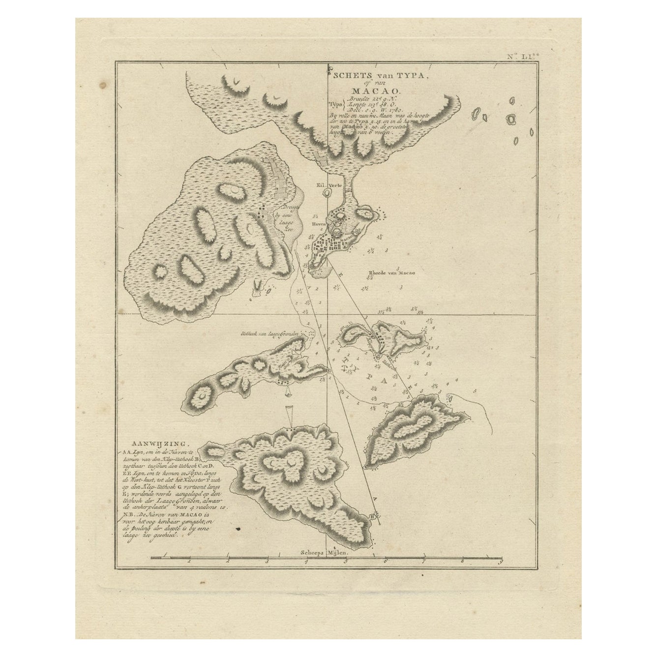 Antique Map of Macao and Surroundings by Captain Cook, 1803