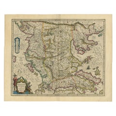 Antique Map of Macedonia by the Famous Mapmaker Blaeu, c.1650