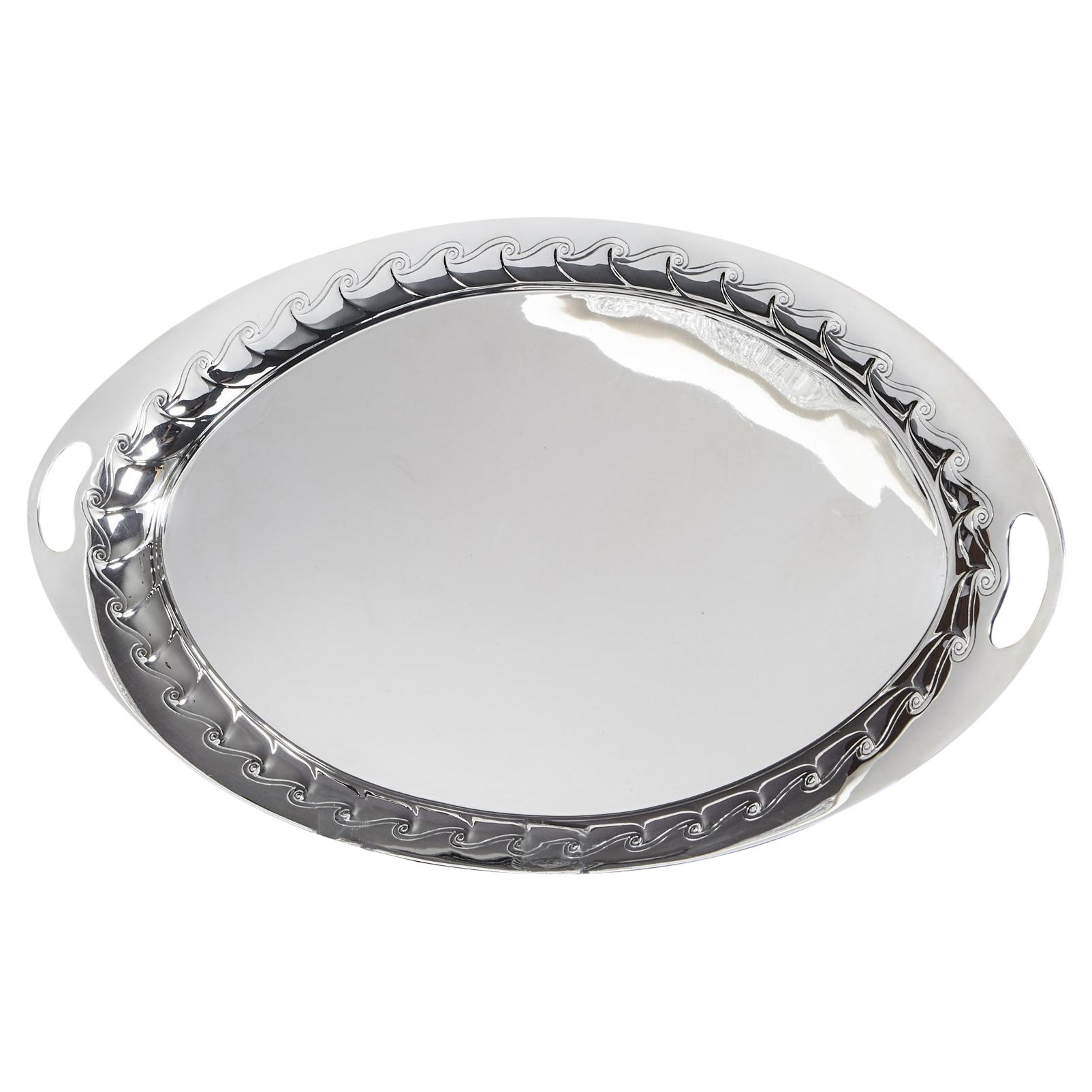 Victorian Oval Silver Tray For Sale